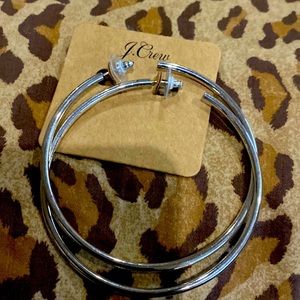 J Crew Silver Big Hoop Earrings 3”